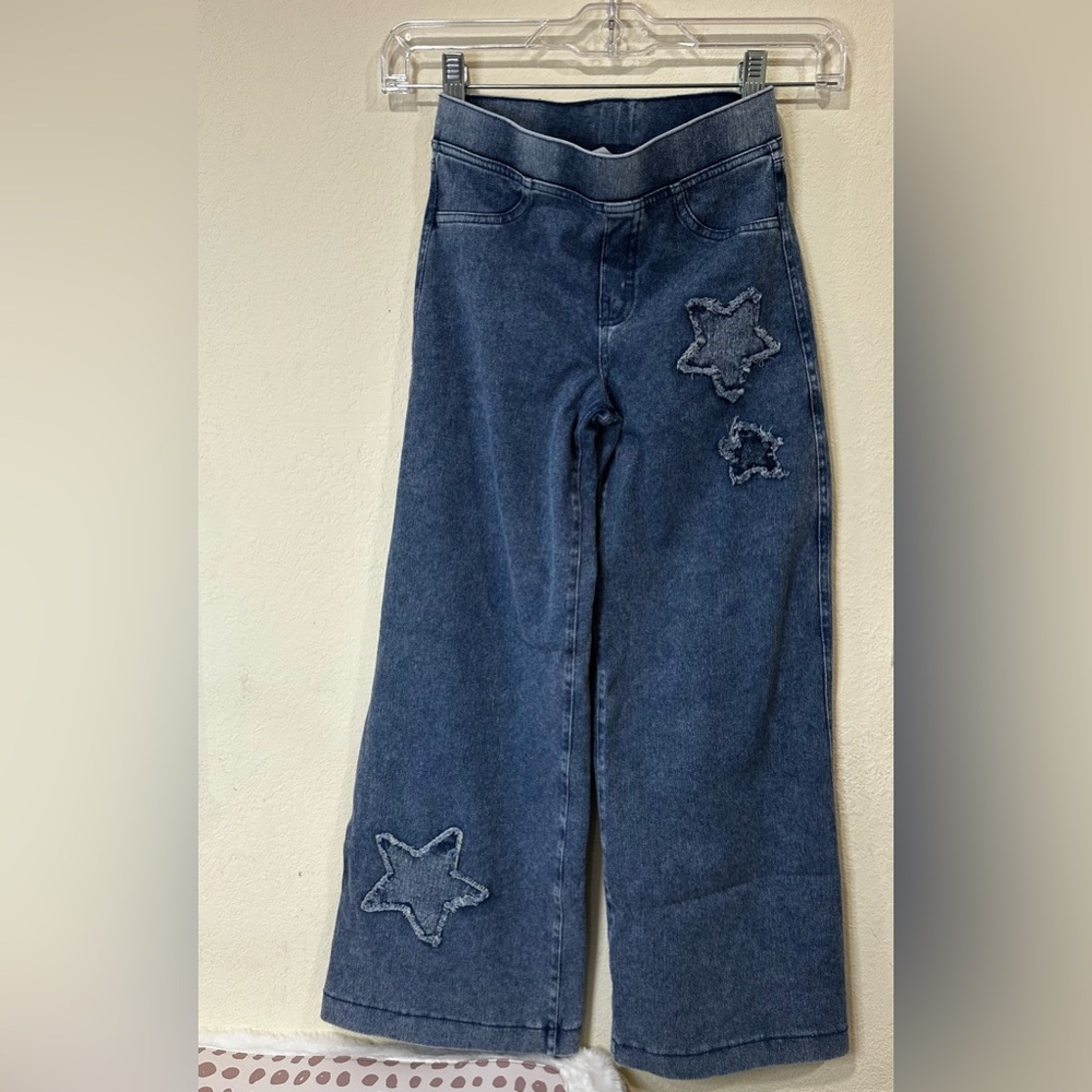 H&M Dark Blue Star Patterned Flare Jeans Girls size 10